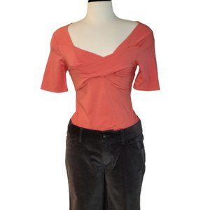 Elle, size L, front wrapped, mid-length sleeve, knit top in coral color. NWT.